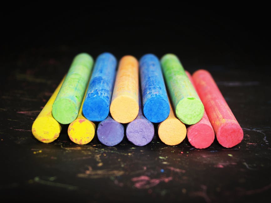 Neatly organized colored chalk sticks